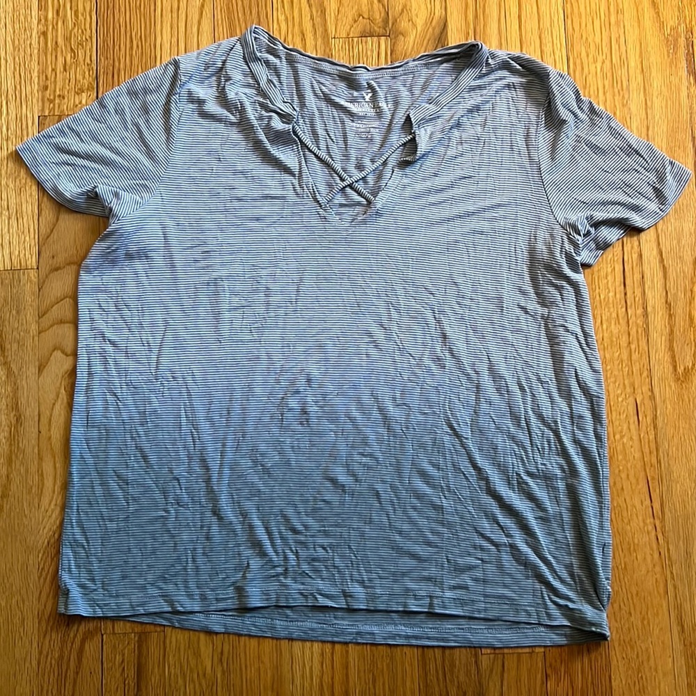 American Eagle Outfitters Striped Short Sleeved Shirt